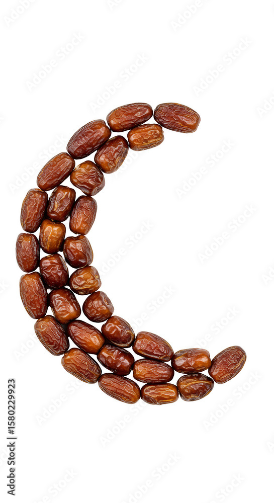 Obraz premium Isolated Crescent Moon Made of Dates on Transparent Background