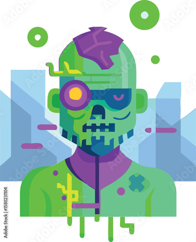 vector art of digital zombie avatar