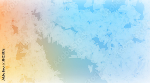 Soft gradient background blending peach to cyan with pixelated, cloud-like shards scattered across the image, creating an ethereal and dreamy digital texture.