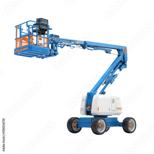 Photo-Realistic High-Resolution Detailed articulated boom lift PNG cutout, transparent background, ideal for presentations and advertising, royalty-free, mockups, premium resource