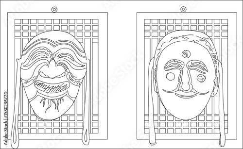 vector image illustration design ornament frame decoration painting decoration mask face classic vintage abstract modern