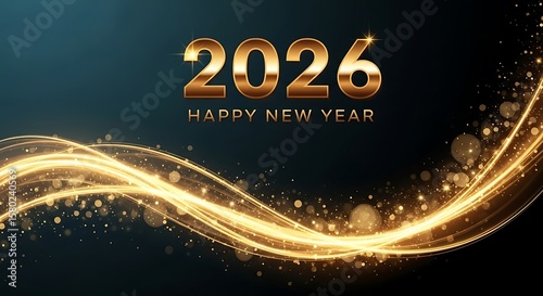 Gold 2026 happy new year background with light effect