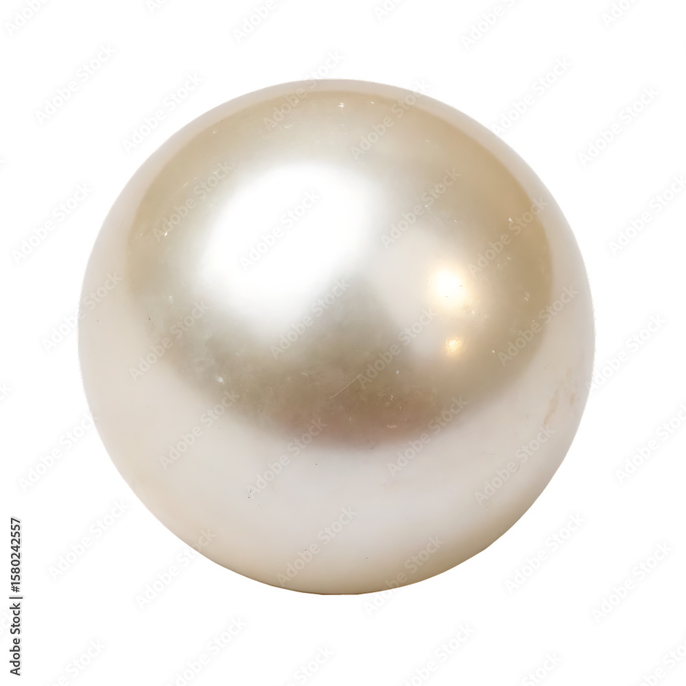 Obraz premium Single large lustrous cream colored pearl with subtle surface imperfections isolated on a transparent background