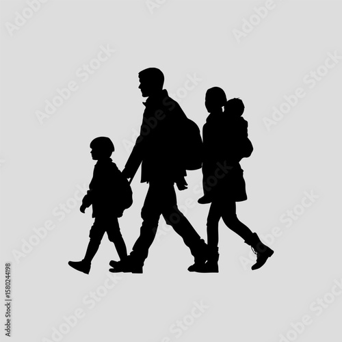 family in silhouette black graphic funny people heart love family icon