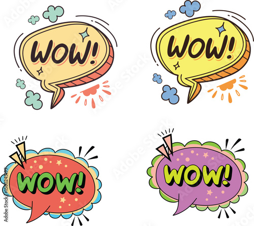 Comic speech bubble with expression text WOW!. Vector 