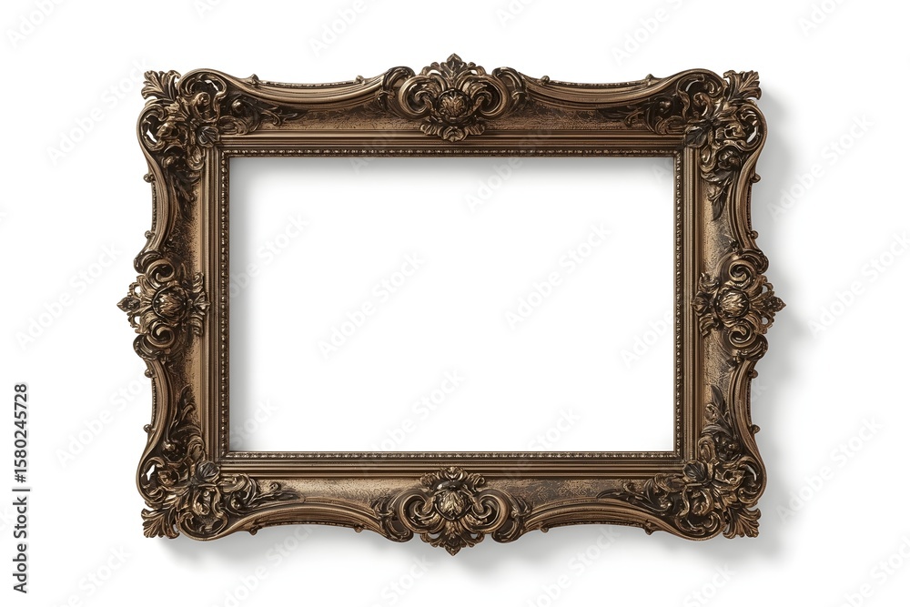 Ornate Gold Picture Frame. An antique ornate gold leafed picture frame isolated on a white background Ornate Gold Picture Frame. An antique ornate gold leafed picture frame isolated on a white background