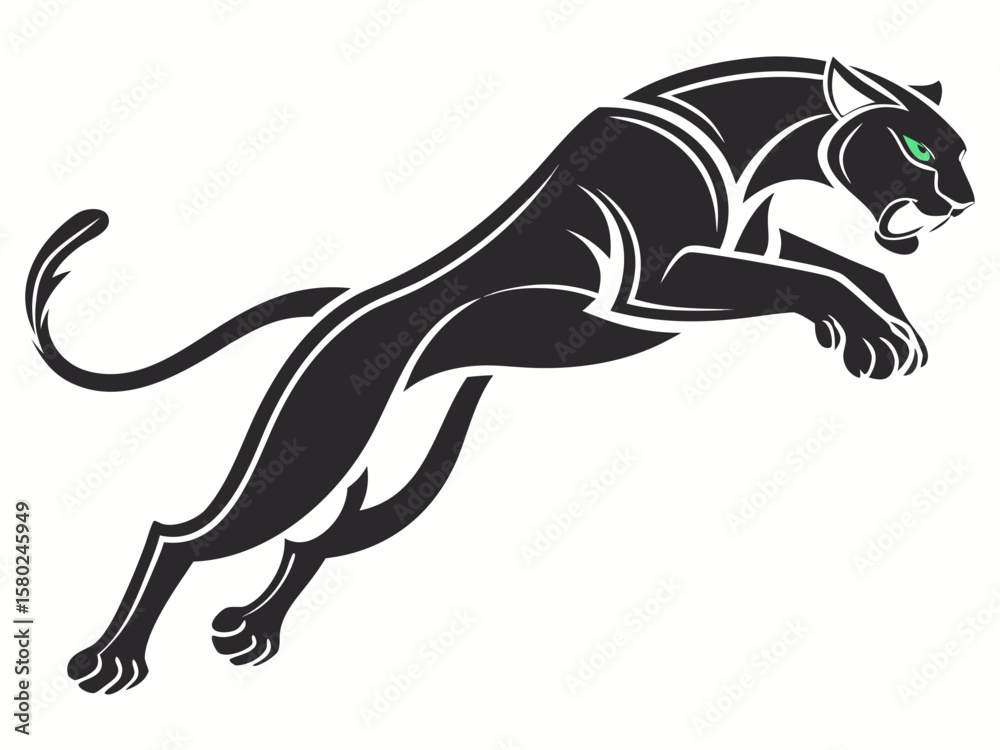 Obraz premium Powerful Black Panther Silhouette with Tribal Design