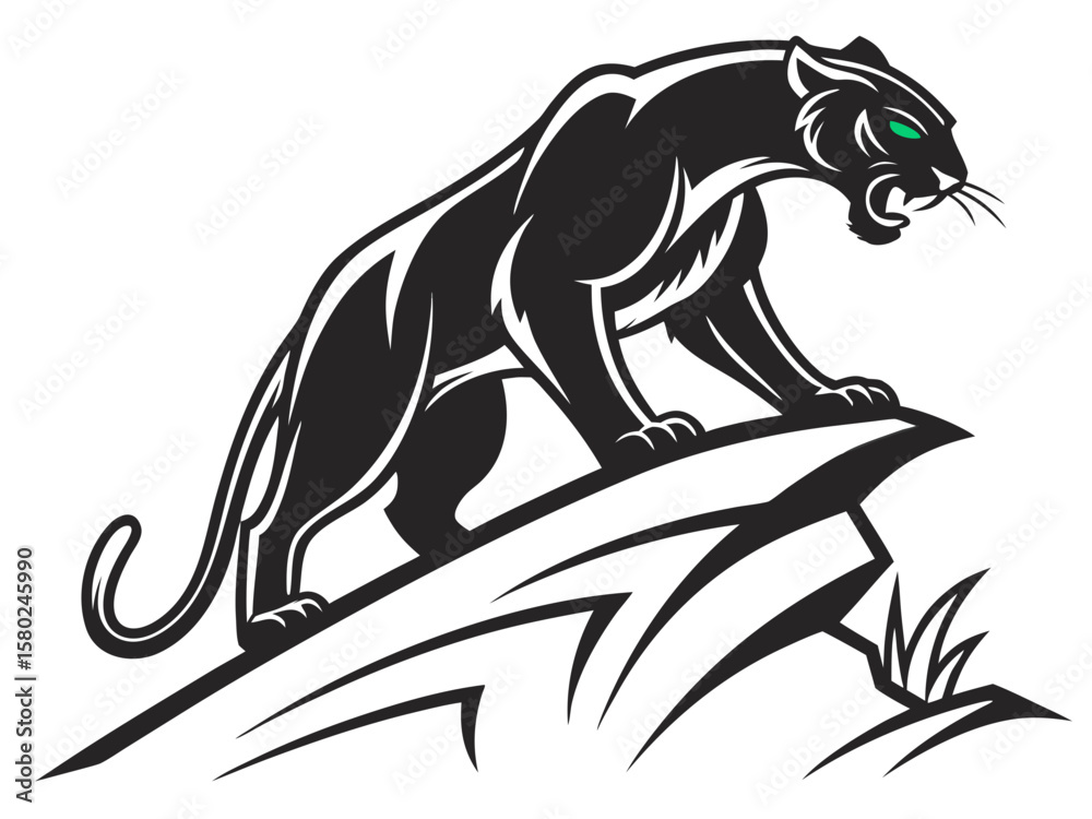 Obraz premium Powerful Black Panther Silhouette with Tribal Design
