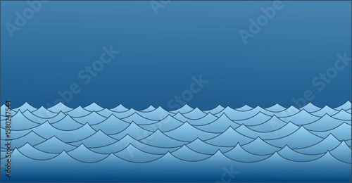The deep sea with blue waves.