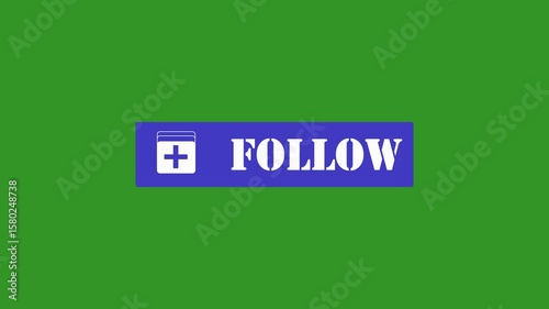 Animated Facebook Follow Button & Social Media Icons green Background, Alpha Channel and Transparent Background. 4k,, ... ,,