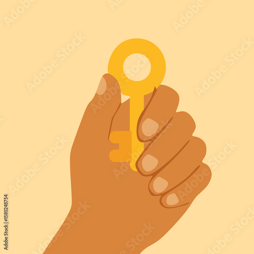 mockup design of hand holding key