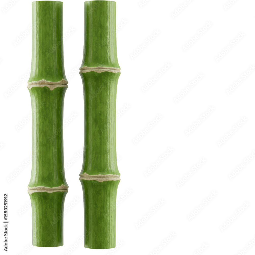 Obraz premium Isolated Transparent Background of Green Bamboo Plant Stalks Still Life