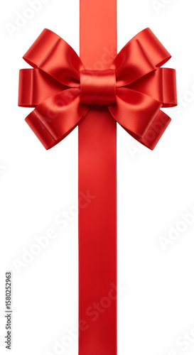 Isolated Red Ribbon with Bow Holiday Gift Festive Celebration Decor