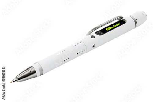 Sleek white digital pen with a modern design.
