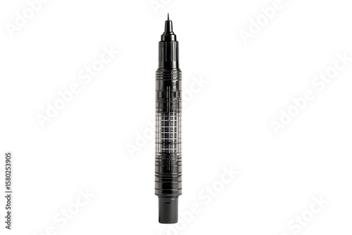 Sleek black pen with a transparent grid.