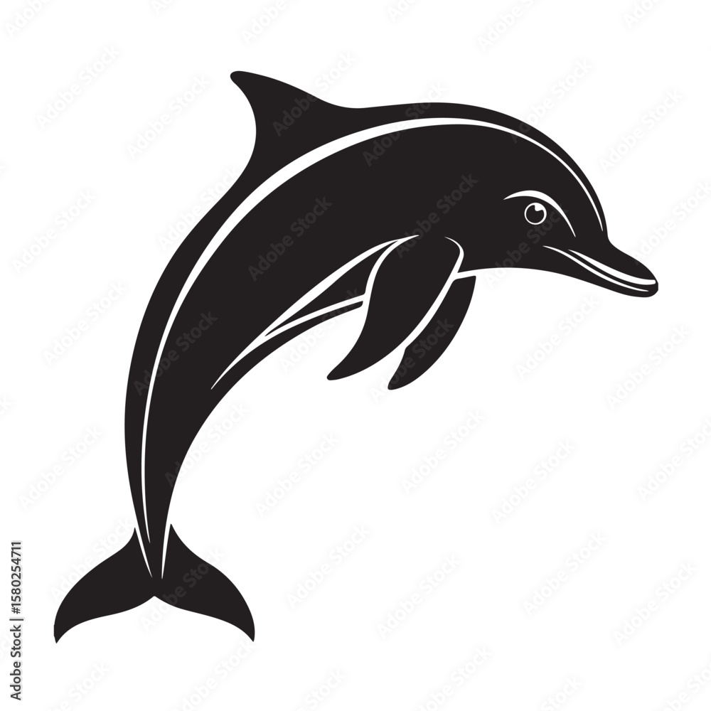 Obraz premium Minimalist Dolphin Leaping Silhouette