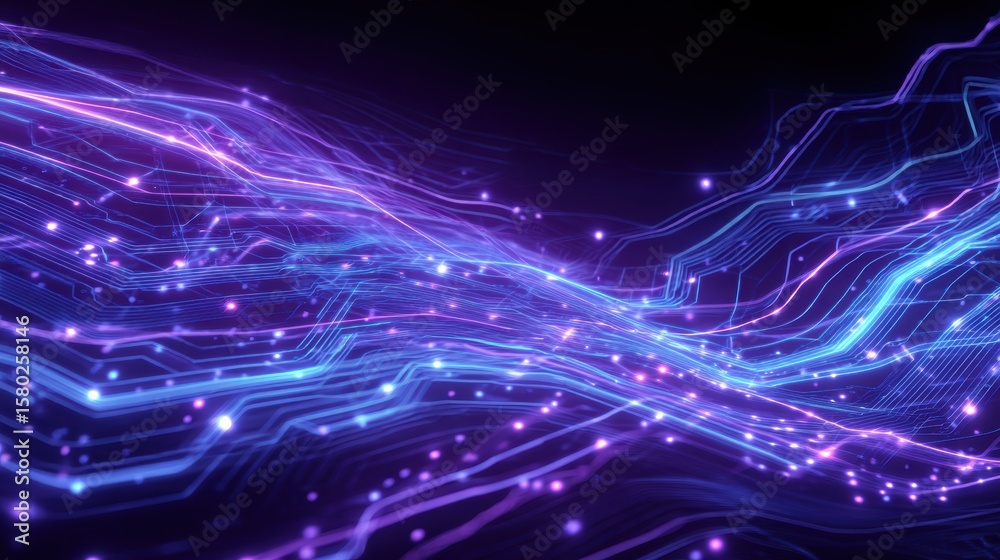 Obraz premium Vibrant abstract digital wave patterns with bright neon colors, conveying energy and innovation in technology.
