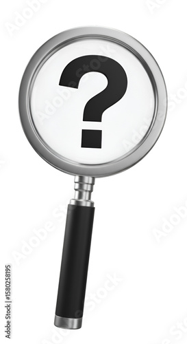 Magnifier With Question Mark Symbol on Transparent Background Search