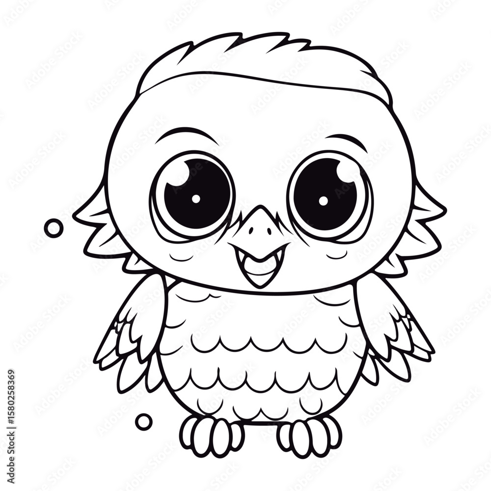 Coloring Page Of cartoon cute baby Hawk kawai Coloring Book for kids. Coloring Page Of cartoon cute baby Hawk kawai Coloring Book for kids.