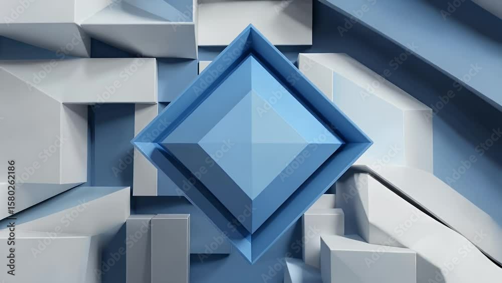 Geometric abstract with a central diamond shape against a background of interlocking planes