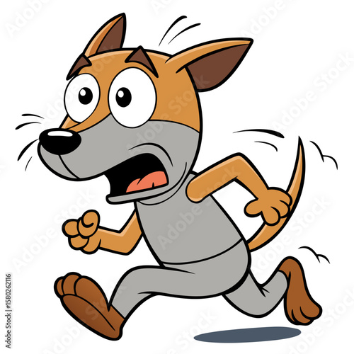 Cartoon dog running scared vector illustration for animation funny pet animal character design and art