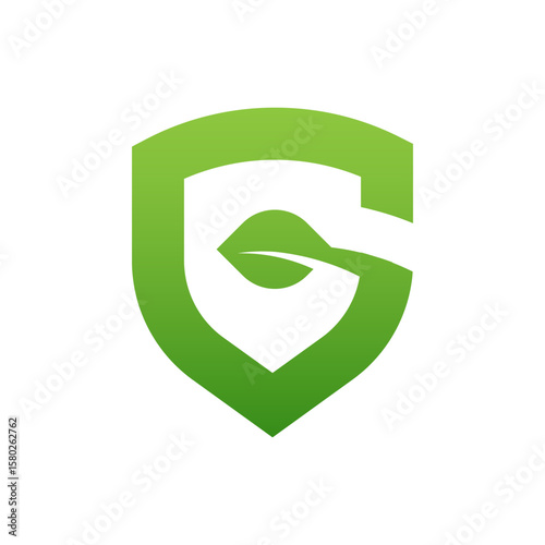 A vibrant green shield logo featuring a stylized letter "G" integrated with a leaf, symbolizing protection, nature, and organic growth