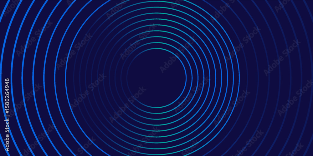 Obraz premium Abstract background with blue glowing circle lines. Vector illustration for ai technology concept, website, ui, ux