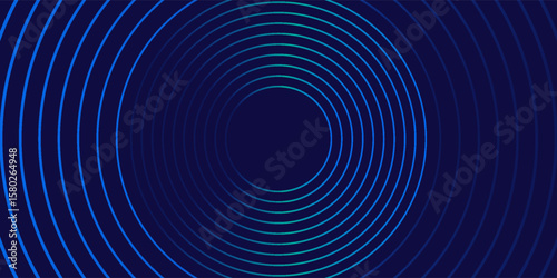 Abstract background with blue glowing circle lines. Vector illustration for ai technology concept, website, ui, ux