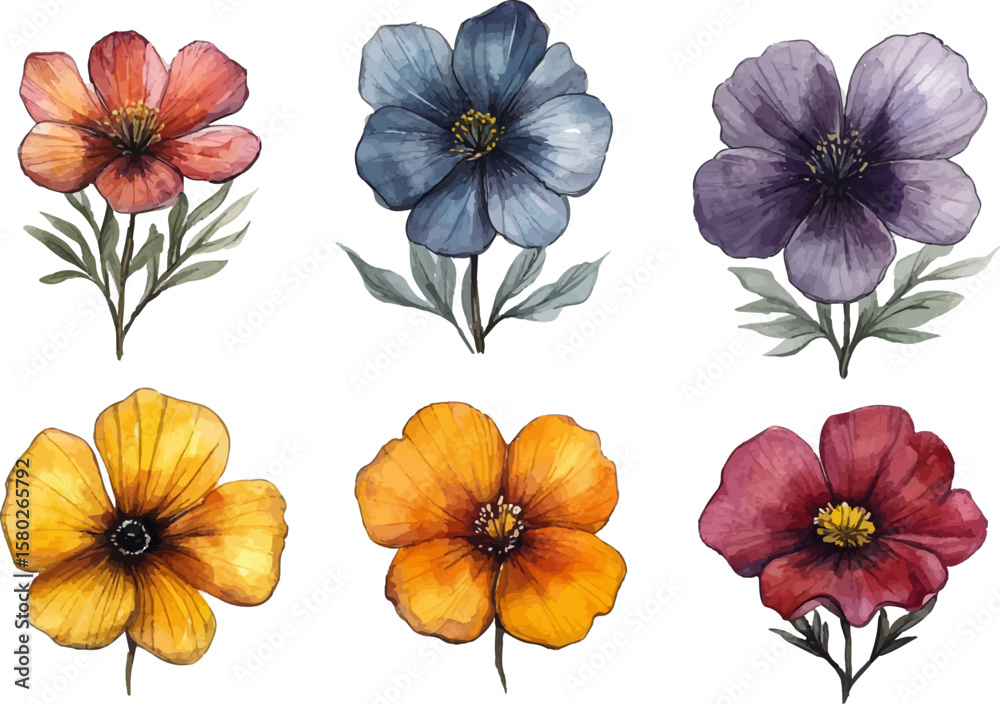 Fototapeta premium watercolor colorful flowers art