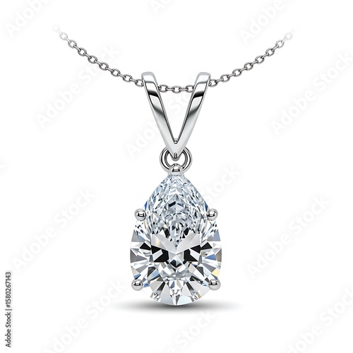 Shiny silver jewelry set with diamond earrings and a heart pendant necklace on a white background