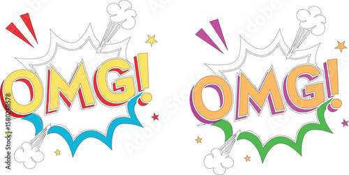 OMG Comic Book Text Effect Pop Art Style Explosion Graphic