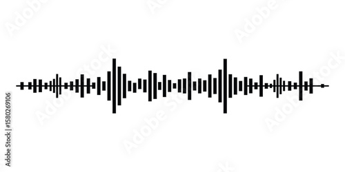 Flat vector sound wave icon with simple audio signal, waveform design for audio player, podcast, and voice message apps