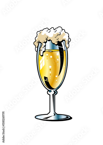 Glass of cold foamy beer