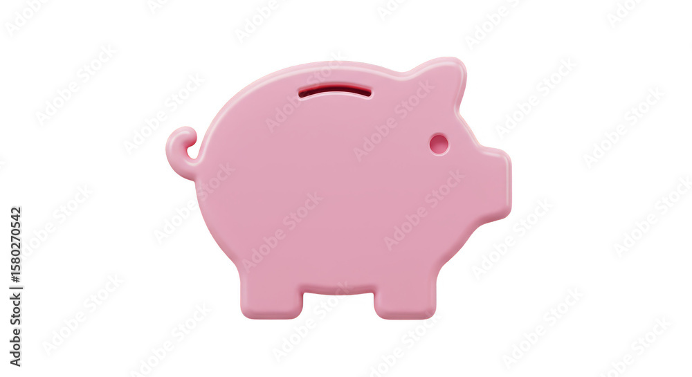 Fototapeta premium Pink Piggy Bank Illustration Savings Investment Icon Transparent