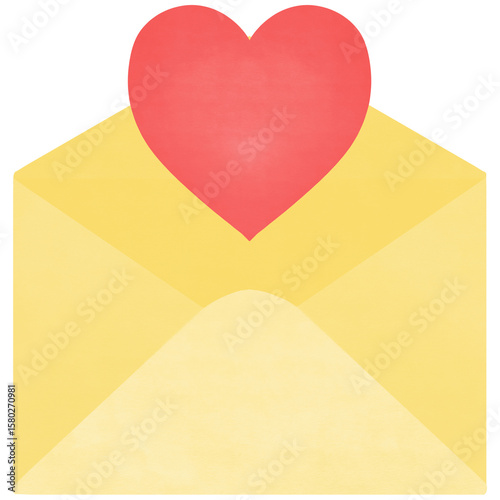 Love letter and Red heart icon isolated on transparent background for Valentine's Day, banner, card, social media wallpapers and romantic concept