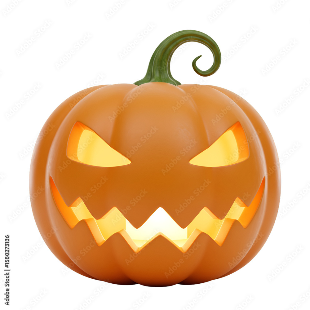 Fototapeta premium Realistic 3D Render of Glowing Orange Halloween Pumpkin Jack O Lantern