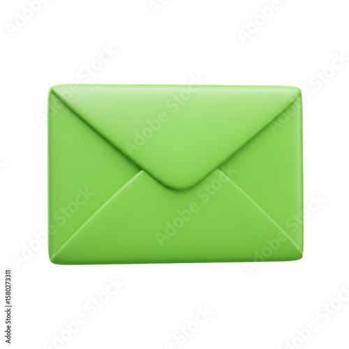 Lime Green 3D Rendering of an Envelope for Business Mail Icon on Isolate