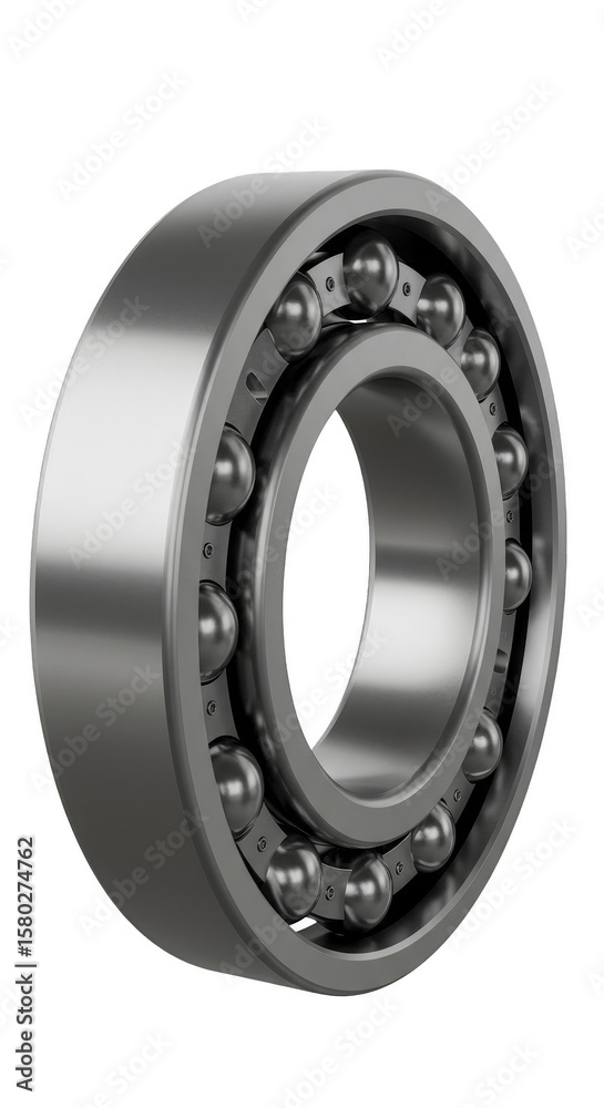 Obraz premium Detailed Chrome Steel Ball Bearing on Transparent Background