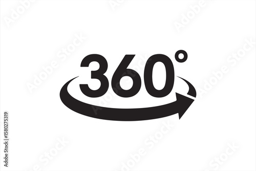 Circular arrow graphic representing a full 360-degree angle or complete cycle.