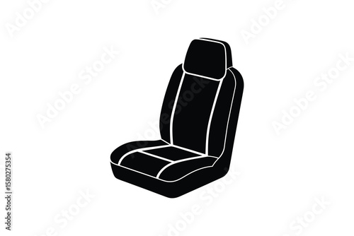 Car Seat Black and White Illustration Automotive Interior Component Vehicle Seating Driver Seat Passenger Comfort Silhouette