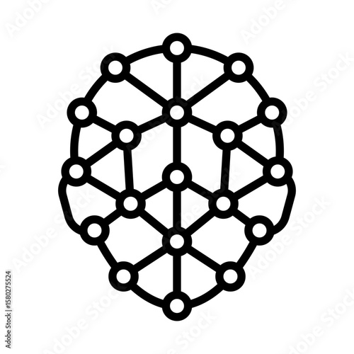 Neural network icon. AI Face recognition icon. Vector icon with editable stroke. Isolated on transparent background. 
