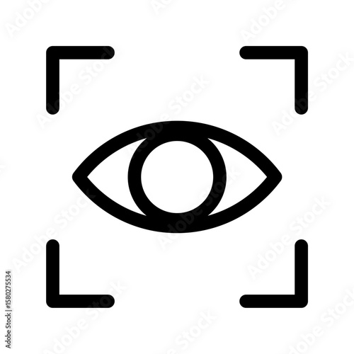 Eye scan icon. Visual recognition icon. Vector icon with editable stroke. Isolated on transparent background. 
