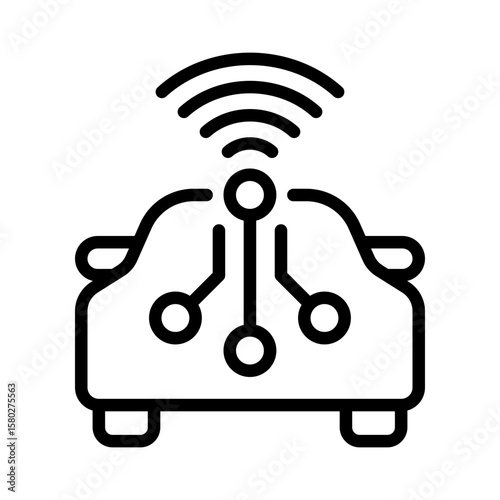 Self-driving car icon. Driverless robot car icon. Vector icon with editable stroke. Isolated on transparent background. 
