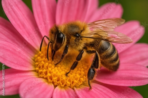 A Bee on a Pink Daisy