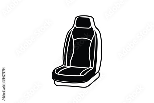 Car Seat Vector Illustration Automotive Interior Design Element Black and White Vehicle Seating Isolated Graphic Silhouette