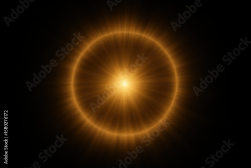 Warm Golden Sunrise Rays Emanating Upward on Black