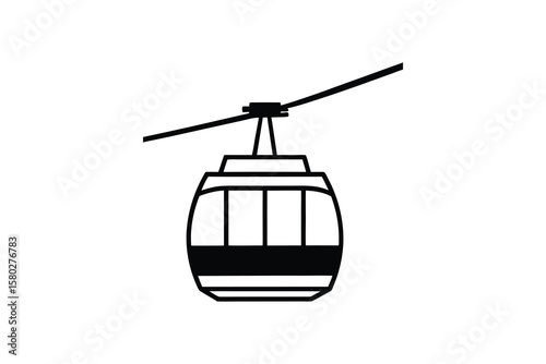 Simple Gondola Lift Icon Isolated on White Background Mountain Transportation Modern Cable Car Minimalist Design Silhouette