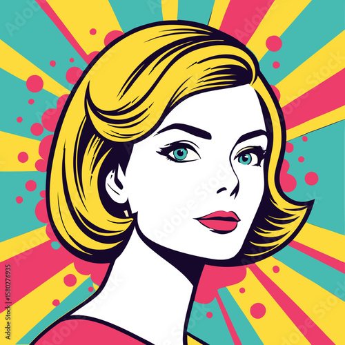 Blonde Woman Pop Art Portrait blonde hair blue eyes