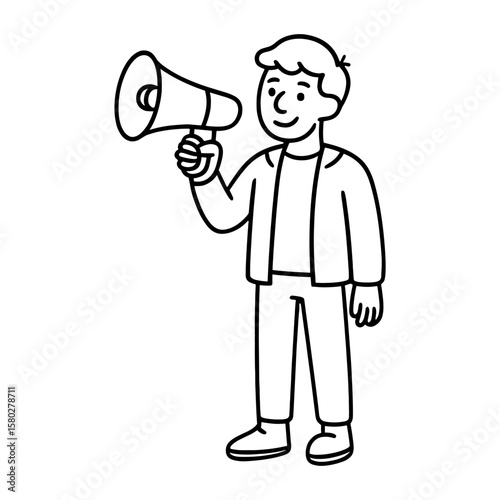 Person holding megaphone illustration vector