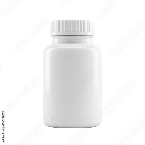 Isolated White Plastic Supplement Bottle for Healthcare on Transparent